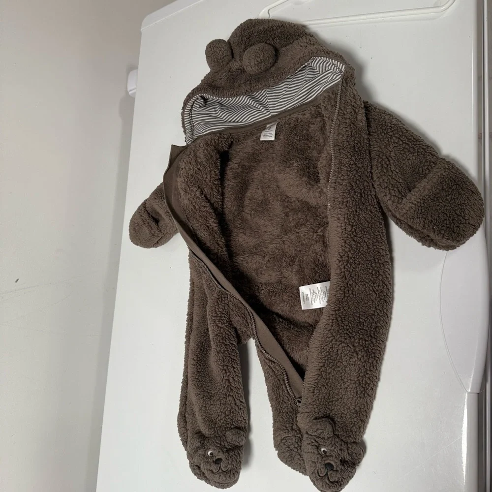 Soft fleece brown teddy bear onesie
